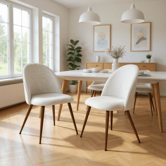 Homy Casa Set of 2 Modern Upholstered Accent Chairs with Curved Design and Metal Legs for Bedroom, Entryway, and Sitting Area