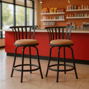 Homy Casa Set of 2 Mid Century Swivel Bar Chairs with Metal Legs and Comfortable Footrest