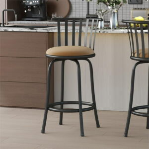 Homy Casa Single Pack Industrial Adjustable Pub Stool Set, Faux Suede Upholstery Metal Stool for Dining Room