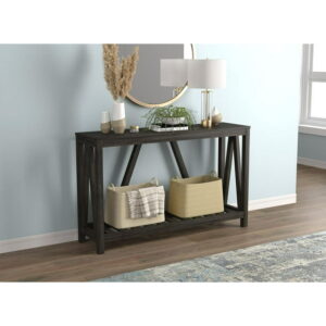 Entryway Console Sofa Couch Accent Table-52inch Dark Grey with 1 Shelf for Living Room
