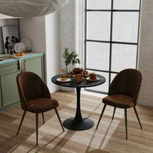 Homy Casa 2-Pack Brown Faux Suede Upholstered Dining Chairs with High Back Armless