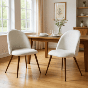 Homy Casa Set of 2 Fabric Accent Chairs with Ergonomic Backrest and Adjustable Foot Pads for Living Room, Office, and Reading Corner