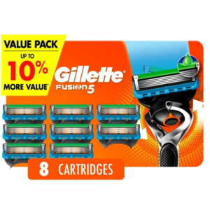 Gillette Fusion5 ProGlide Razor Refills for Men, 8 Razor Cartridges for FlexBall Razor Handle, 5-Blade Razor Blades, Precision Trimmer for Men, 8CT