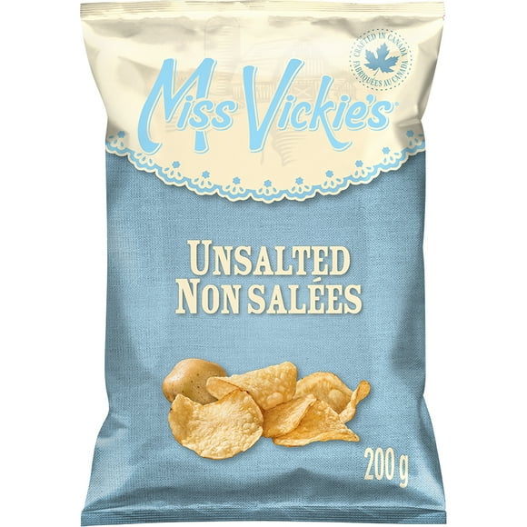 Miss Vickie's Unsalted Kettle Cooked Potato Chips, 200 g.