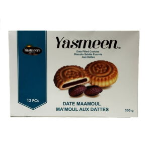 Yasmeen Date Filled Cookies, No Industrial Additives. No Preservatives. No Artificial Colouring. Net Weight: 300g
