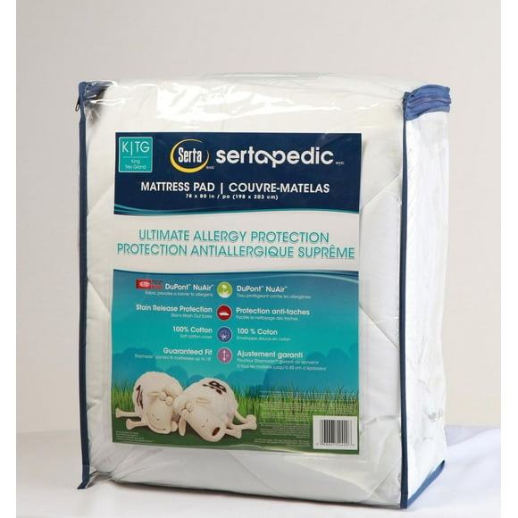 Sertapedic Ultimate Allergy Protection Mattress Pad King, Serta U Allergy MP K