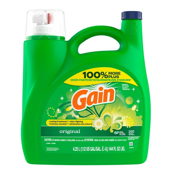 Gain Liquid Laundry Detergent, Original Scent, 4.2 L, 100 loads, Freshness + Odour Fighting, Laundry Detergent Liquid Soap, HE compatible, GAIN GN LIQ 2X HEOR 100LD