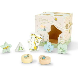 Kids Preferred Guess How Much I Love You Wooden Montessori Shape Sorter with Rope Handle, 7 Blocks, and Positive Messaging from The Book Classic Toy for Babies, Toddlers, and Kids