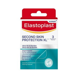 Elastoplast Second Skin Protection XL Hydrocolloid Patches, Ultra Thin and Flexible Hydrocolloid Dressings for Protection and Treatment of Superficial Wounds, Waterproof Plasters, 3 Patches