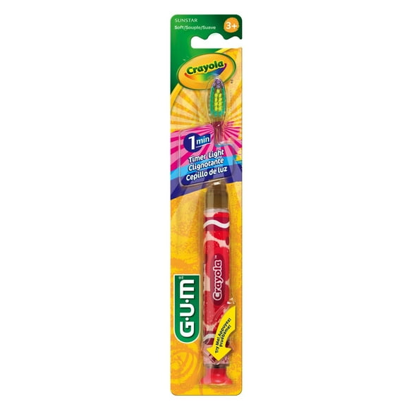 GUM® CRAYOLA Kids Timer Light Toothbrush, Soft Bristles, 3+, 1 Brush