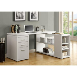 Monarch Specialties Computer Desk, Home Office, Corner, Left, Right Set-up, Storage Drawers, L Shape, Work, Laptop, Laminate, White, Contemporary, Modern