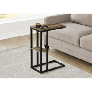 Monarch Specialties Accent Table, C-shaped, End, Side, Snack, Living Room, Bedroom, Metal, Laminate, Brown, Black, Contemporary, Modern