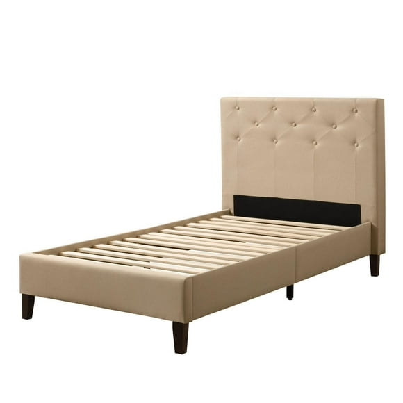 CorLiving Nova Ridge Upholstered Adult Twin Size Platform Bed Frame with Headboard - No Box Spring Required
