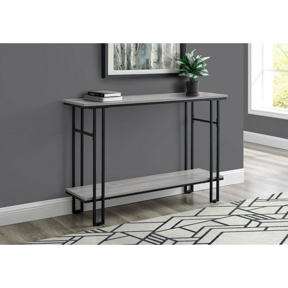 Monarch Specialties Accent Table, Console, Entryway, Narrow, Sofa, Living Room, Bedroom, Metal, Laminate, Grey, Black, Contemporary, Modern
