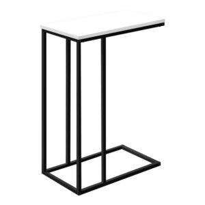 Monarch Specialties Accent Table, C-shaped, End, Side, Snack, Living Room, Bedroom, Metal, Laminate, White, Black, Contemporary, Modern