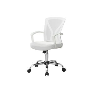 Monarch Specialties Office Chair, Adjustable Height, Swivel, Ergonomic, Armrests, Computer Desk, Work, Metal, Fabric, White, Chrome, Contemporary, Modern