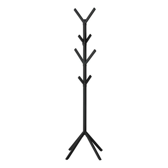 Monarch Specialties Coat Rack, Hall Tree, Free Standing, 8 Hooks, Entryway, 70"h, Bedroom, Metal, Black, Contemporary, Modern