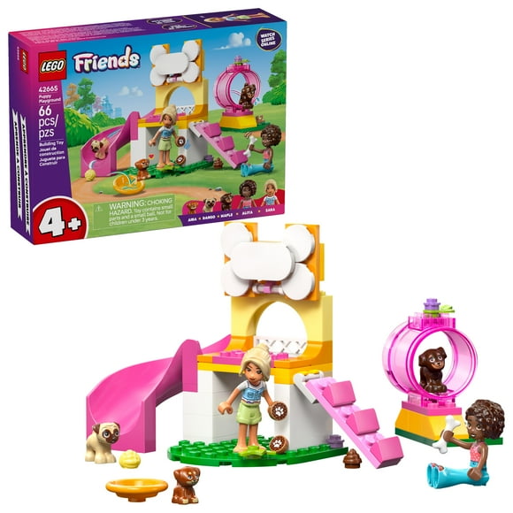 LEGO Friends Puppy Playground Pretend Play Building Toy - Creative Storytelling Playset for Girls & Boys, Ages 4+ - Includes 3 Dog Toys, & 2 Minidolls - Gift Idea for Birthdays & Pet Lovers - 42665, LEGO Puppy Playground 42665