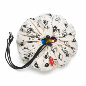 Play & Go - Galactic Adventure - 3-in-1 Mini Play Mat - Storage Bag & Diaper Bag - Space Theme with Planets and Stars - Fun & Interactive for Kids - 40 cm Diameter - Suitable for Newborn to Toddler -