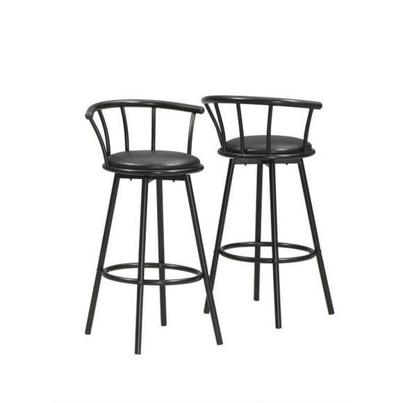 Monarch Specialties Bar Stool, Set Of 2, Swivel, Bar Height, Metal, Pu Leather Look, Black, Contemporary, Modern