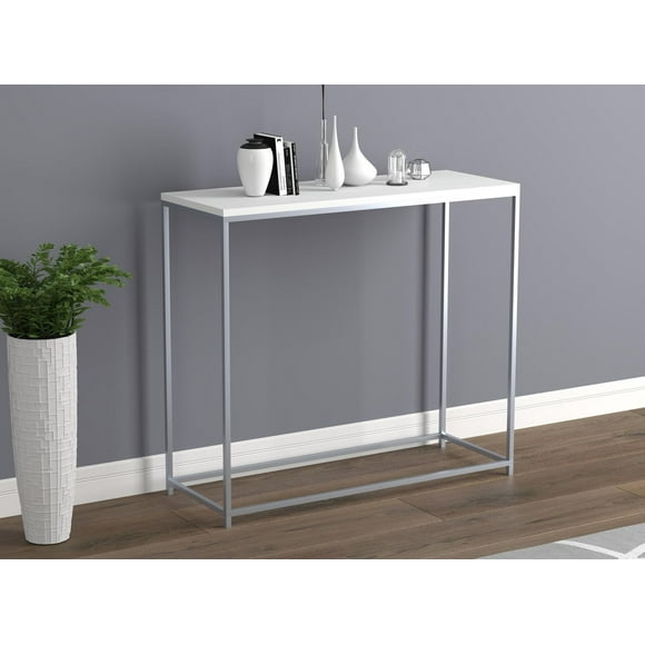 Safdie & Co. Console Table 31L White Silver Metal
