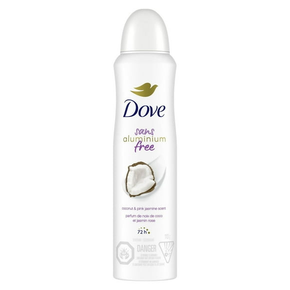 Dove Aluminum Free Deodorant Spray for Women with 1/4 Moisturizers Coconut & Pink Jasmine Scent for Soft, Comfortable Skin, 113g