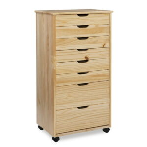 Craydon Eight-Drawer Rolling Storage Cart, Natural