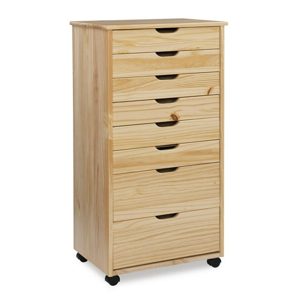 Craydon Eight-Drawer Rolling Storage Cart, Natural