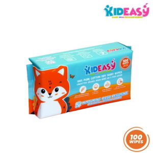 KidEasy Baby Dry Wipes |100% Pure Cotton Use Wet or Dry| Fragrance free, Chemical free | Nurturing rash resilience (Pack of 100 Wipes), KidEasy Baby Dry Wipes-100 Pc