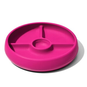 OXO Tot - Silicone Divided Plate - Food-Safe Silicone - Flexible - Perfect for Toddlers Learning to Feed Themselves - BPA-free - Pink