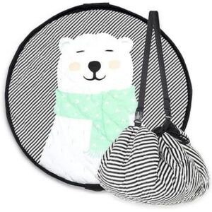 Play & Go - Cute Polar Bear - 3-in-1 Play Mat - Storage Bag & Diaper Bag - Fun & Interactive for Kids - 120 cm Diameter - Suitable for Newborn to Toddler - Easy to Carry Everywhere