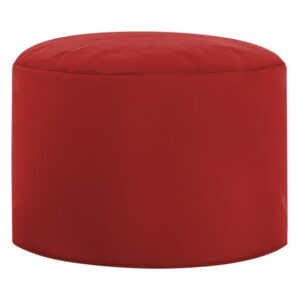Gouchee Home Dotcom Brava Indoor/Outdoor Round Pouf, Water-Repellent Oxford Fabric, Red, 20" D x 12" H, Polystyrene Bead Filling, Ottoman or Footrest