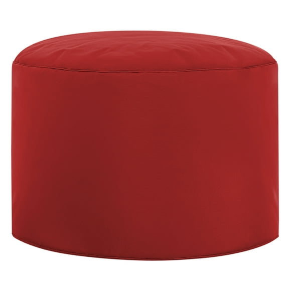 Gouchee Home Dotcom Brava Indoor/Outdoor Round Pouf, Water-Repellent Oxford Fabric, Red, 20" D x 12" H, Polystyrene Bead Filling, Ottoman or Footrest
