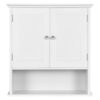 Fullfurnique Two-Door Wall-Mounted Cabinet for Living Room, White
