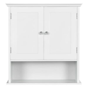 Fullfurnique Two-Door Wall-Mounted Cabinet for Living Room, White