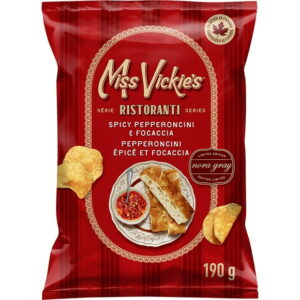 Miss Vickie's Spicy Pepperoncini & Focaccia Flavoured Kettle Cooked Potato Chips, 190 g.