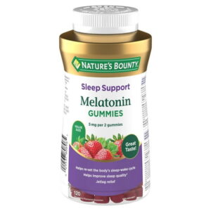 NATURE'S BOUNTY Melatonin Gummies, Helps Reset Sleep-wake Cycle, Helps Increase Total Sleep Time, Helps to reduce the time it takes to fall asleep , Helps Reduce Effects Of Jet Lag, Strawberry Flavour, Value Size 120.0 count, 120 Gummies