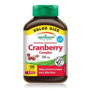 Jamieson Cranberry Complex Capsules with D-Mannose, 450 mg, Vegetarian, 100 count, 100 Capsules