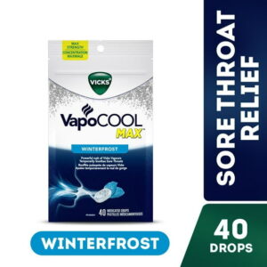 Vicks VapoCOOL SEVERE Medicated Drops, Maximum-Strength Relief to Soothe Sore Throat Pain, 45ct