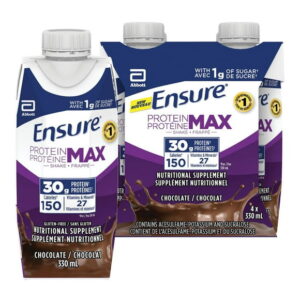 Ensure Protein Max 30g Nutritional Supplement Shake, Chocolate, 1g of Sugar, 330ml (Pack of 4) 1320 ml, Chocolate, 4 x 330 mL