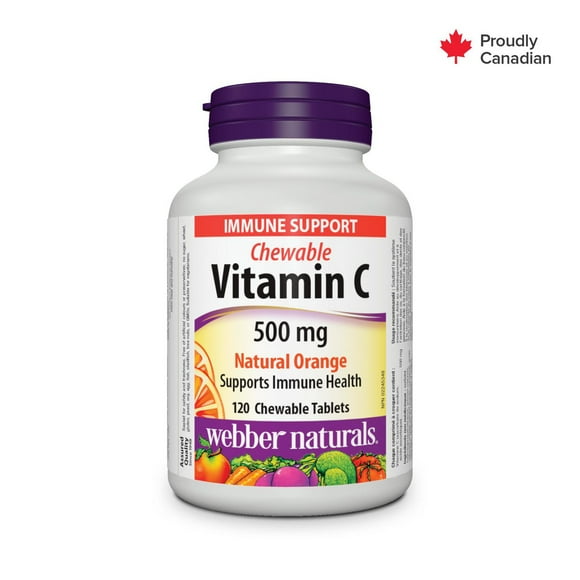Webber Naturals® Vitamin C Chewable, Natural Orange, 500 mg, 120 Chewable Tablets