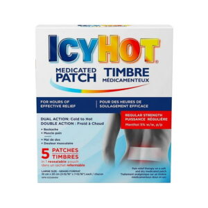 Icy Hot Medicated Pain Patch, Muscle and Joint Pain Relief for Simple Backaches, Lumbago, Arthritis, Strains and Sprains, Menthol 5%, 5 Count, 5 Patches