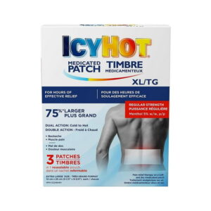 Icy Hot Medicated XL Pain Patch, Large Patches for Temporary Arthritis, Lumbago, Backache and Muscle Pain Relief, Menthol 5%, 3 Count, 3 XL Patches