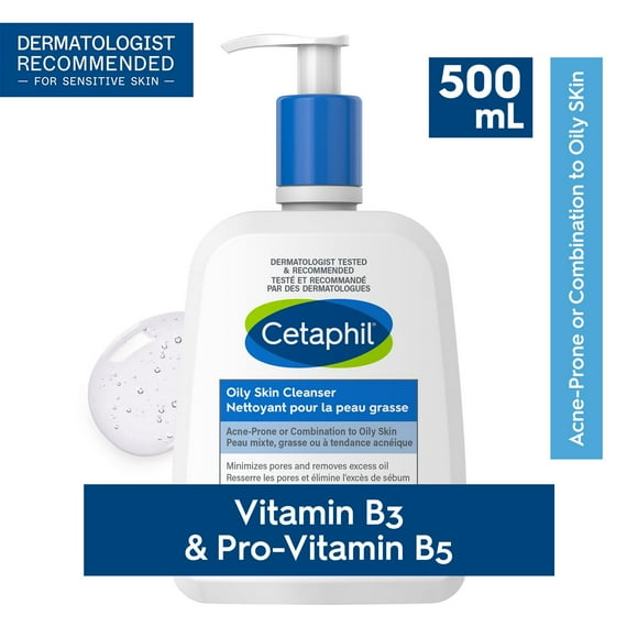 Cetaphil Oily Skin Cleanser | Gentle Foaming Daily Facial Cleanser | Ideal Face Wash for Sensitive, Combination to Oily Skin | Dermatologist Recommended, 500ml