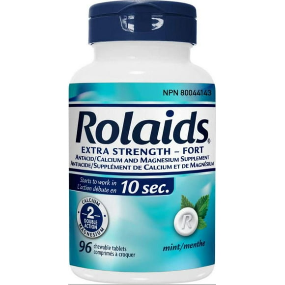 Rolaids Extra Strength Antacid, Mint Flavoured, Fast Heartburn Relief, 96 CT