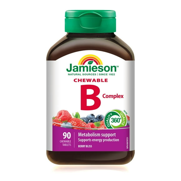 Jamieson Chewable Vitamin B Complex Berry Bliss Flavour Tablets, 90 tablets