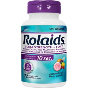 Rolaids Ultra Strength Antacid, Fruit Flavoured, Fast Heartburn Relief, 72CT