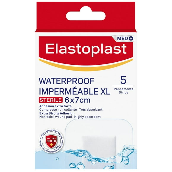 ELASTOPLAST XL Waterproof Bandages with Bacteria Shield, 5 strips