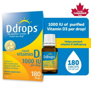 Ddrops® Liquid Vitamin D3 Vitamin Supplement, 1000 IU, 5 ml, 180 drops