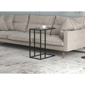 Safdie & Co. Accent Table 19L C Shaped Glass Metal